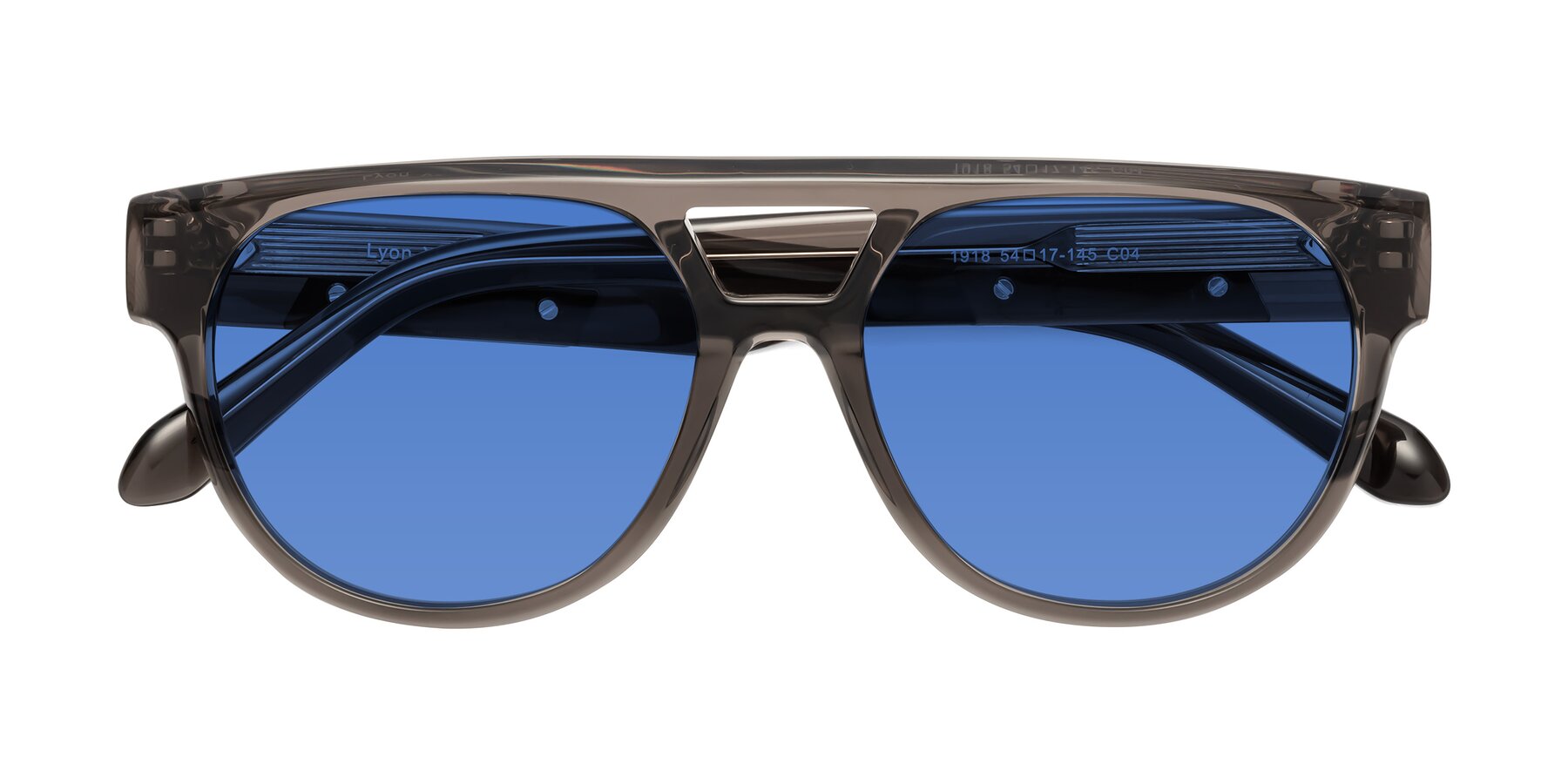 Folded Front of Lyon in Charcoal Gray with Blue Tinted Lenses