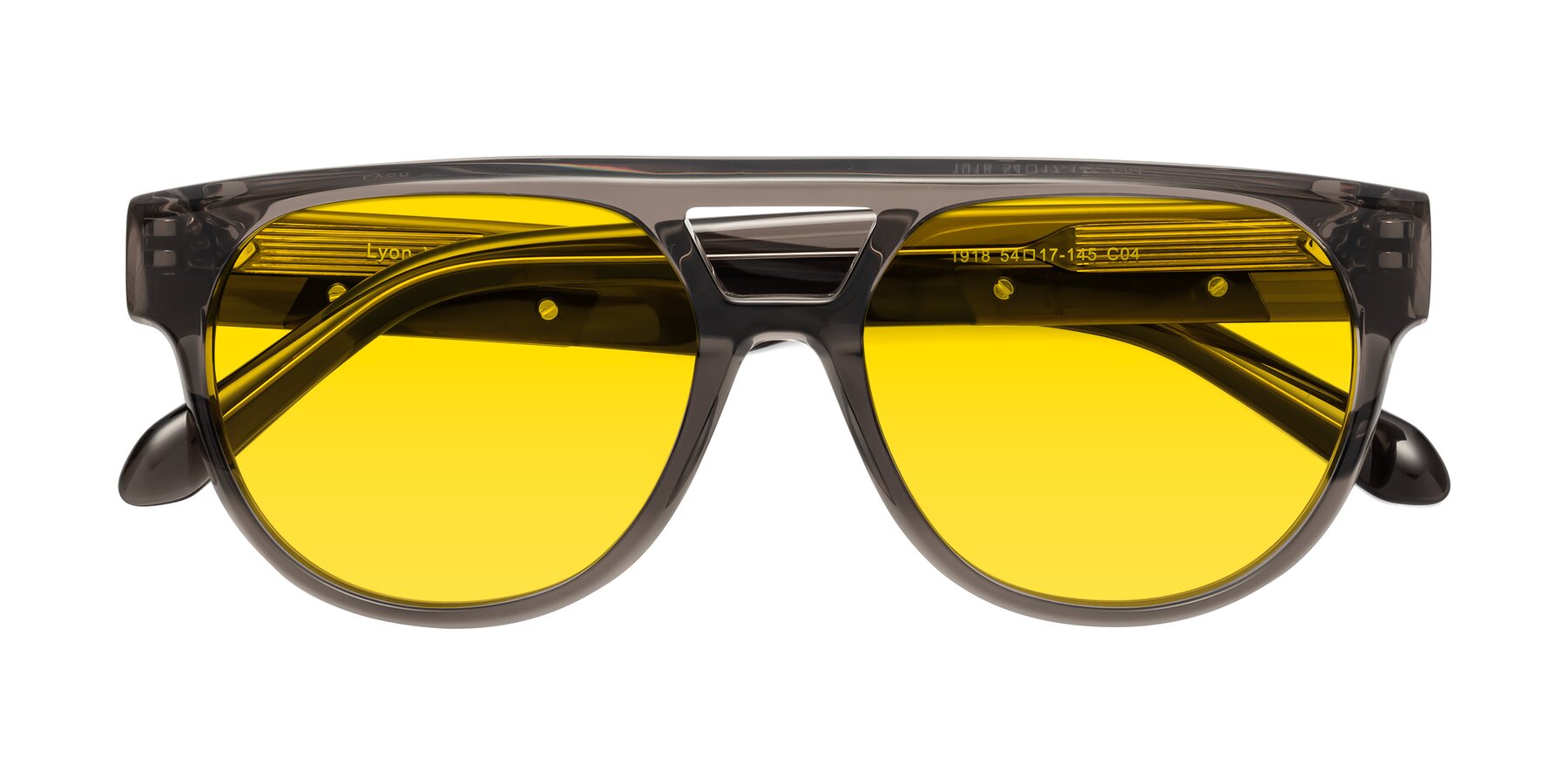 Folded Front of Lyon in Charcoal Gray with Yellow Tinted Lenses