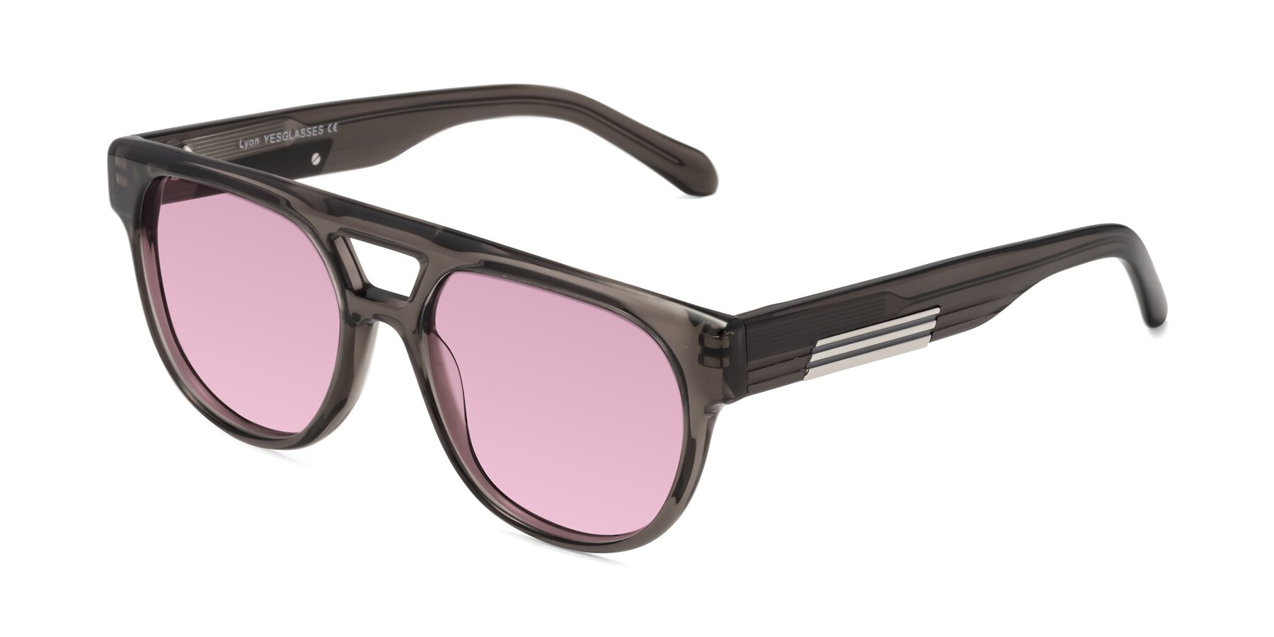 Angle of Lyon in Charcoal Gray with Light Wine Tinted Lenses