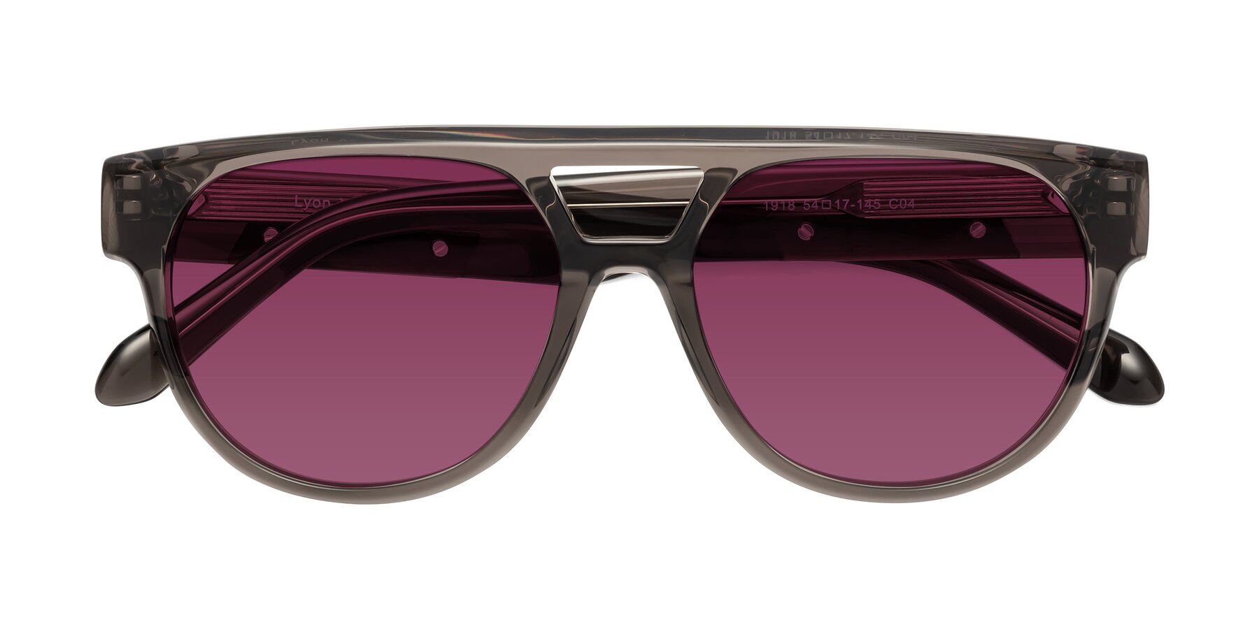 Folded Front of Lyon in Charcoal Gray with Wine Tinted Lenses