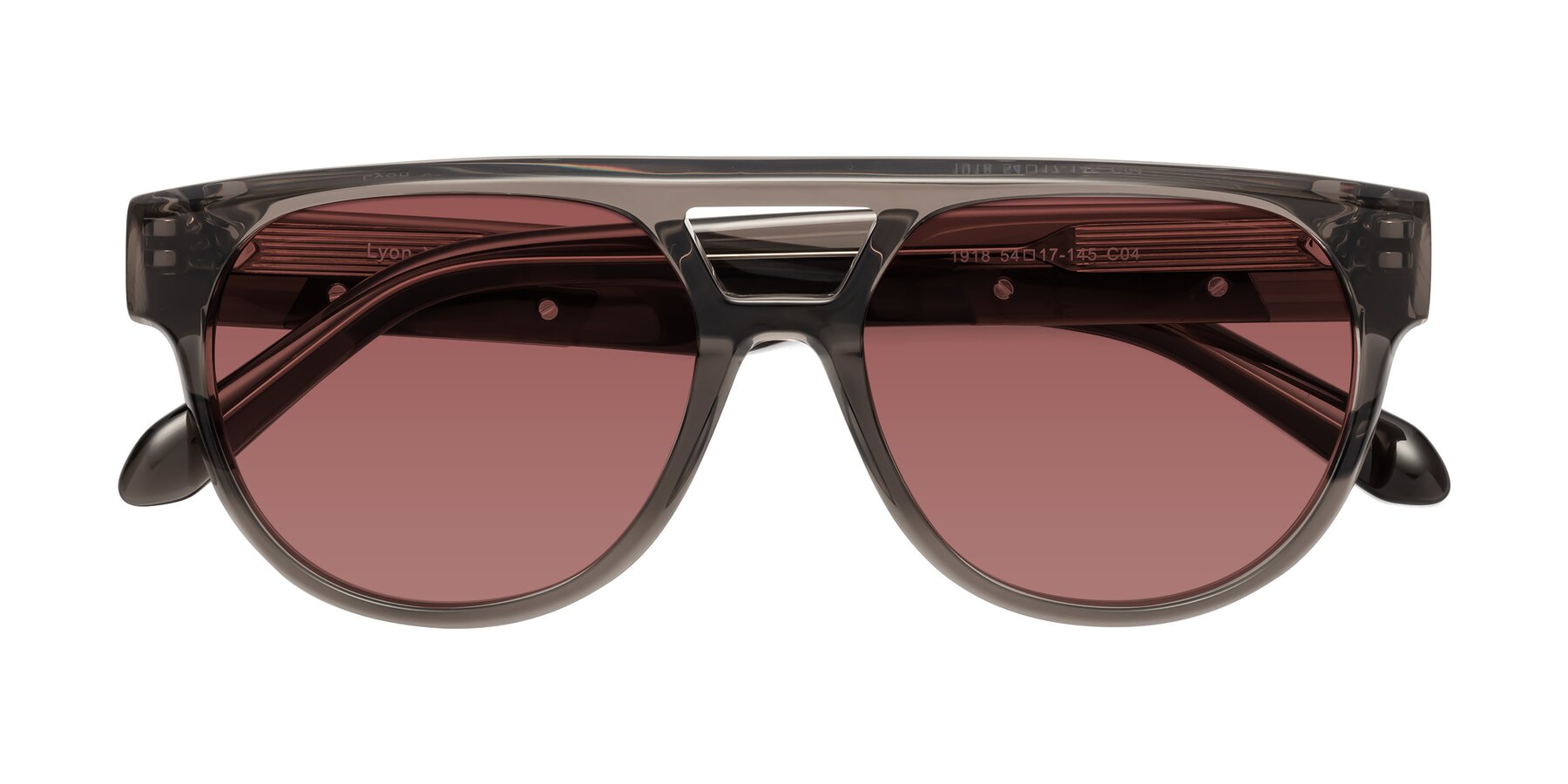 Folded Front of Lyon in Charcoal Gray with Garnet Tinted Lenses