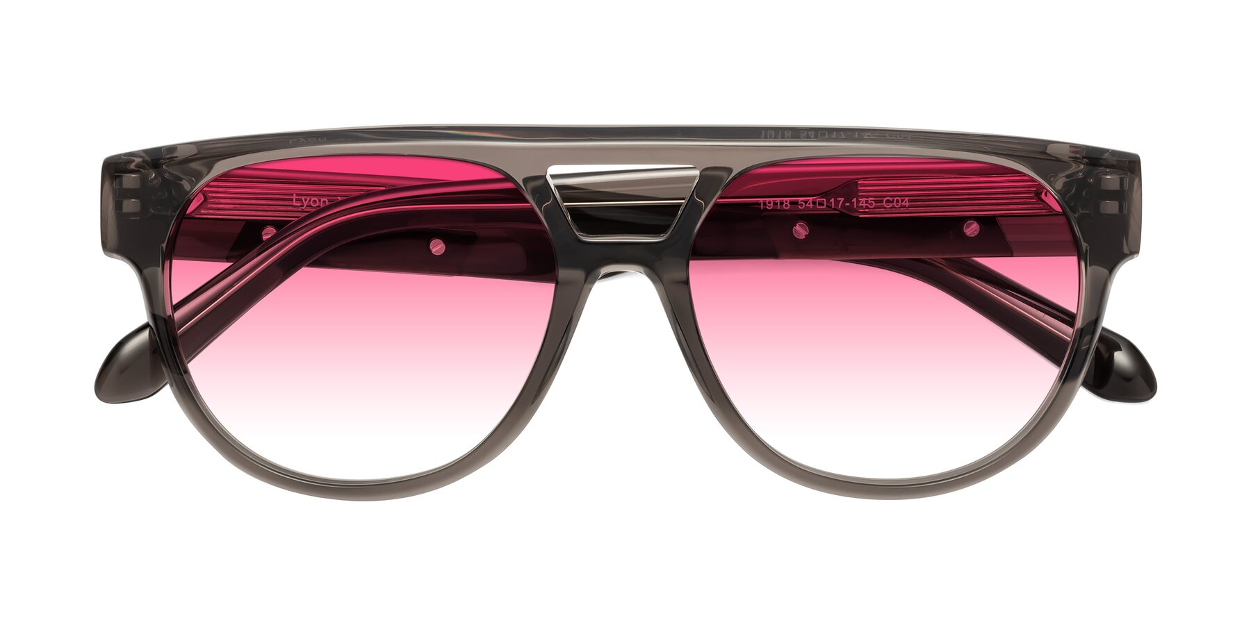 Folded Front of Lyon in Charcoal Gray with Pink Gradient Lenses