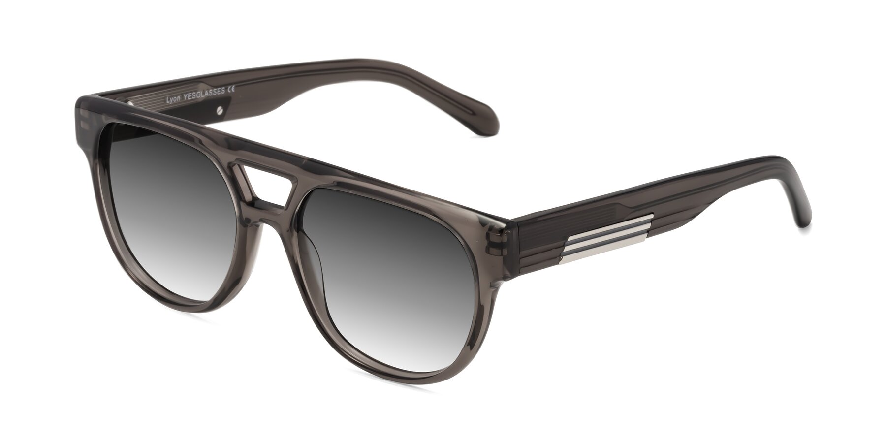 Angle of Lyon in Charcoal Gray with Gray Gradient Lenses