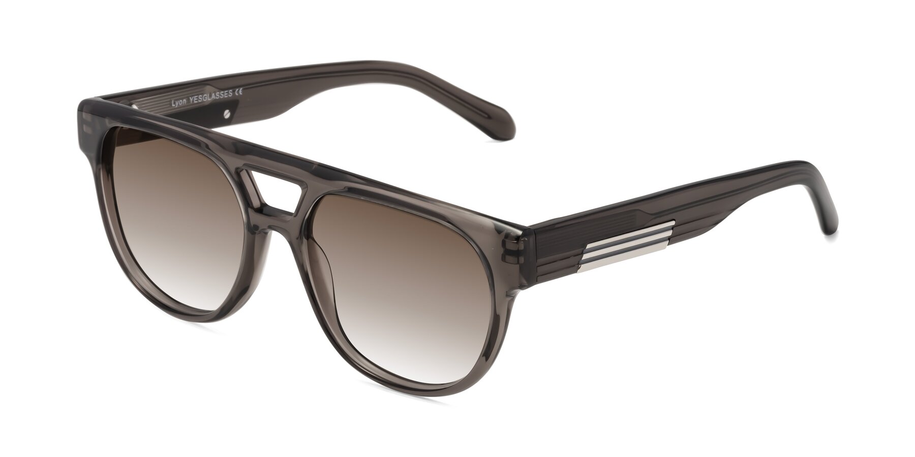Angle of Lyon in Charcoal Gray with Brown Gradient Lenses