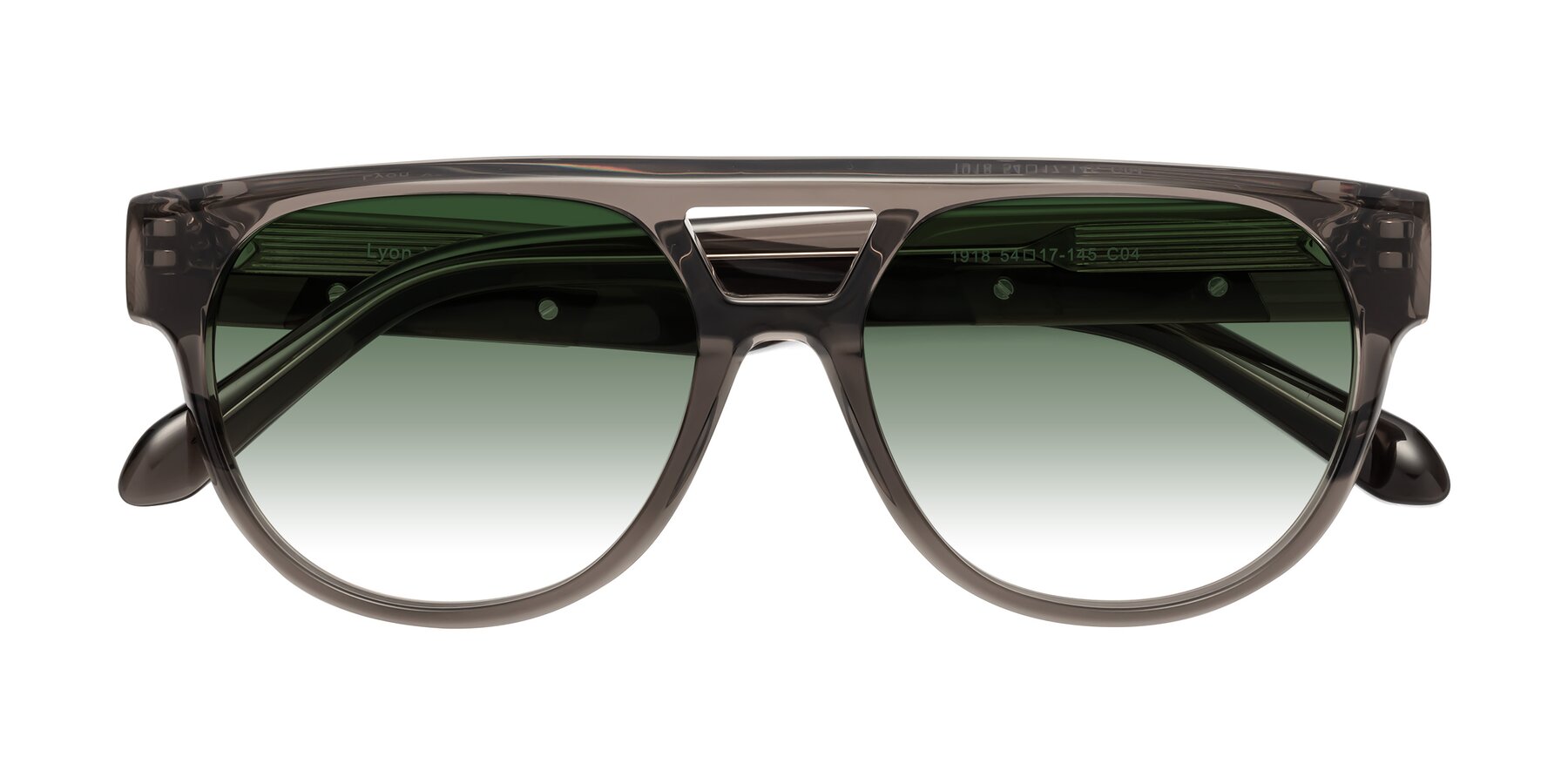 Folded Front of Lyon in Charcoal Gray with Green Gradient Lenses