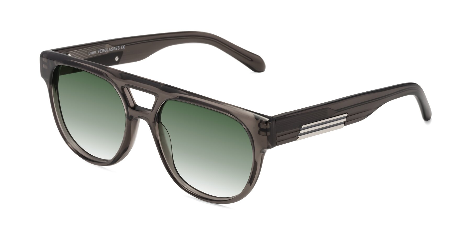 Angle of Lyon in Charcoal Gray with Green Gradient Lenses