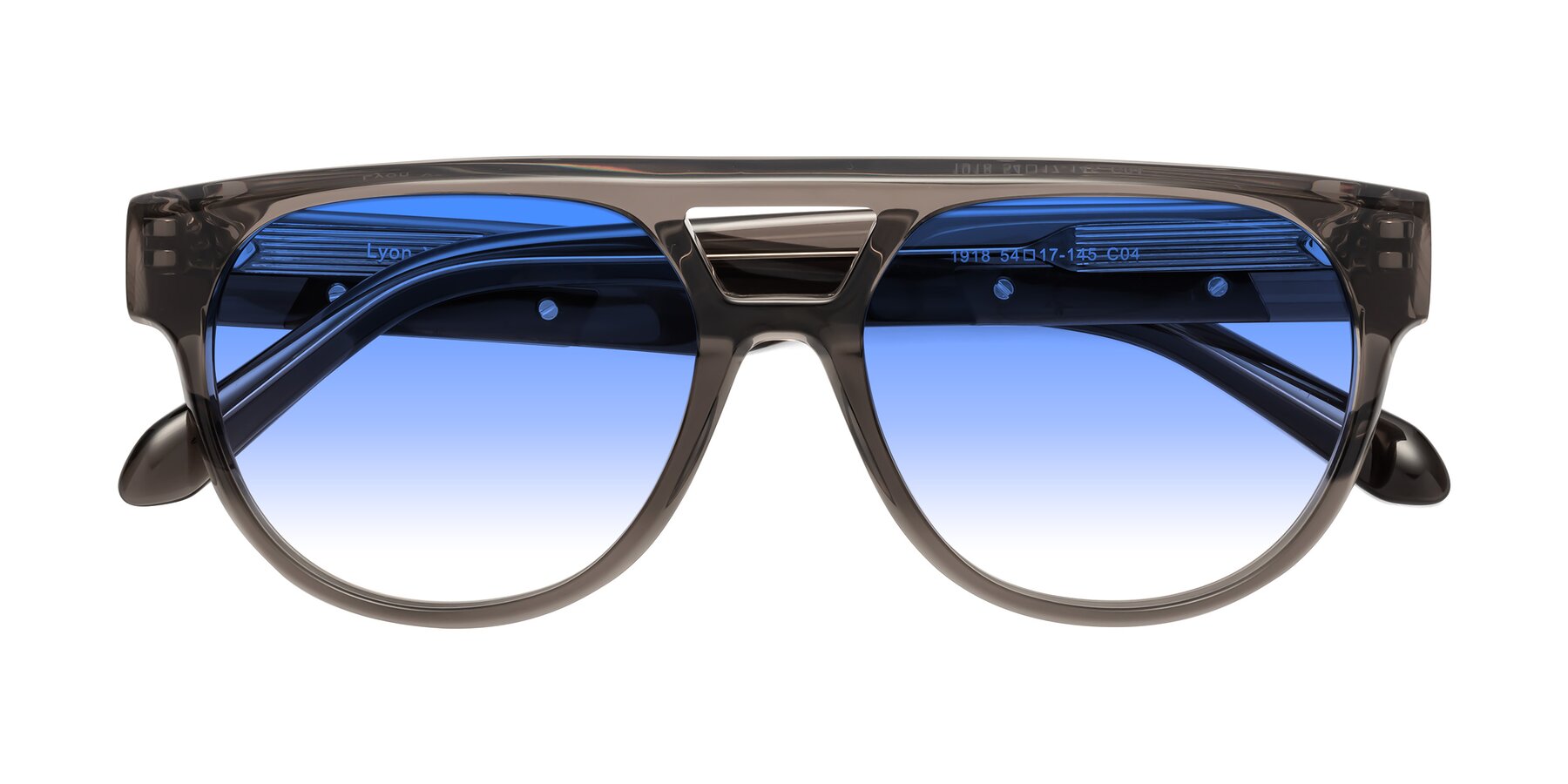 Folded Front of Lyon in Charcoal Gray with Blue Gradient Lenses