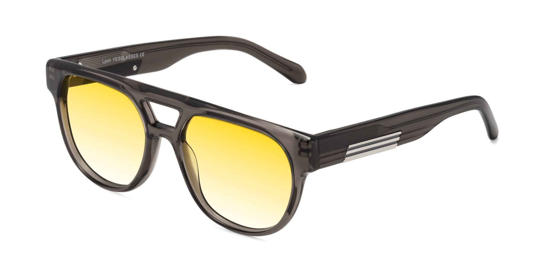 Angle of Lyon in Charcoal Gray with Yellow Gradient Lenses