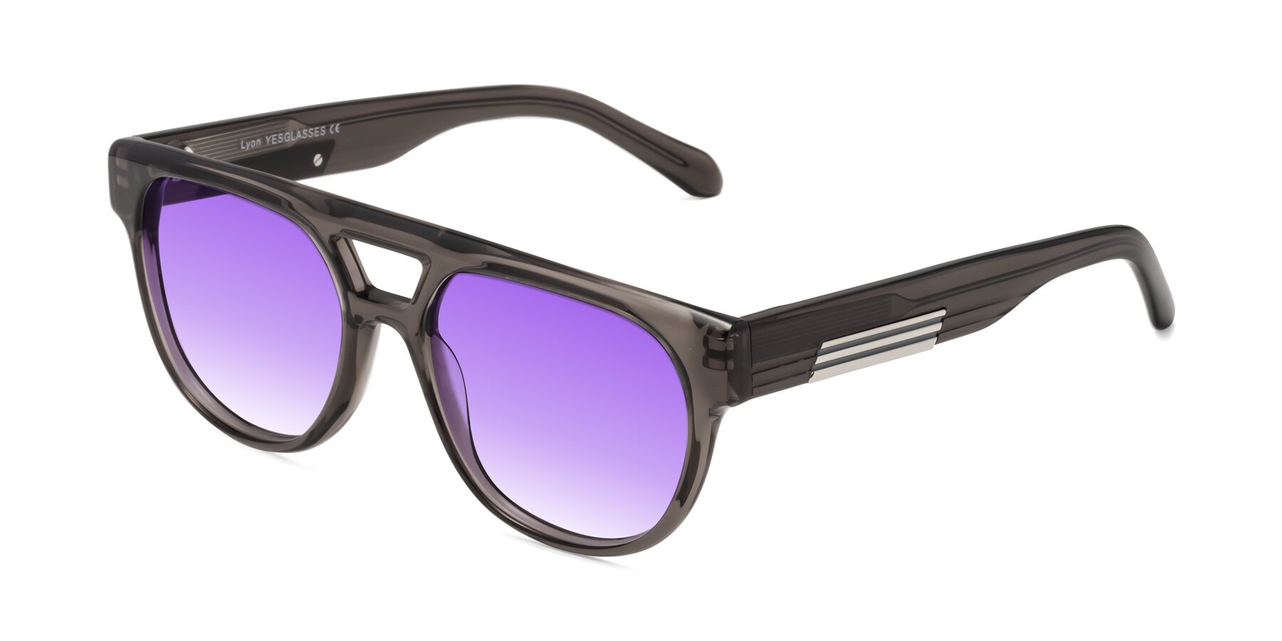 Angle of Lyon in Charcoal Gray with Purple Gradient Lenses