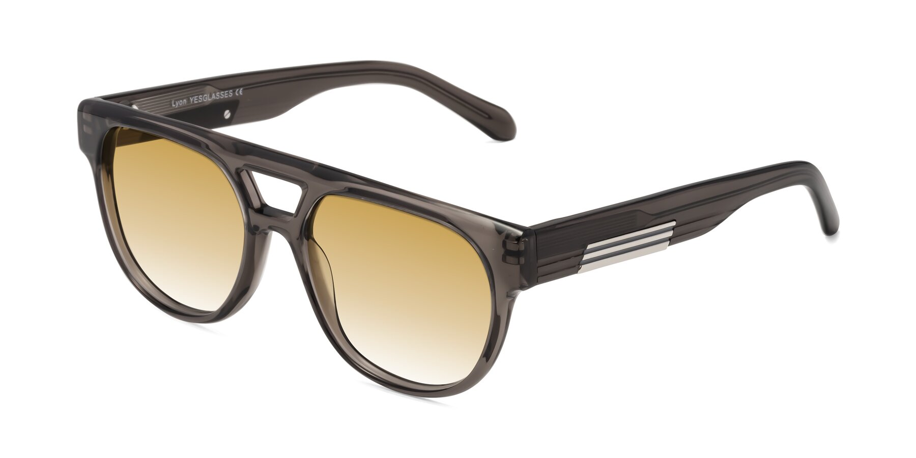 Angle of Lyon in Charcoal Gray with Champagne Gradient Lenses
