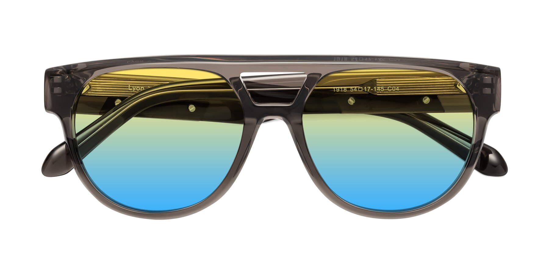 Folded Front of Lyon in Charcoal Gray with Yellow / Blue Gradient Lenses