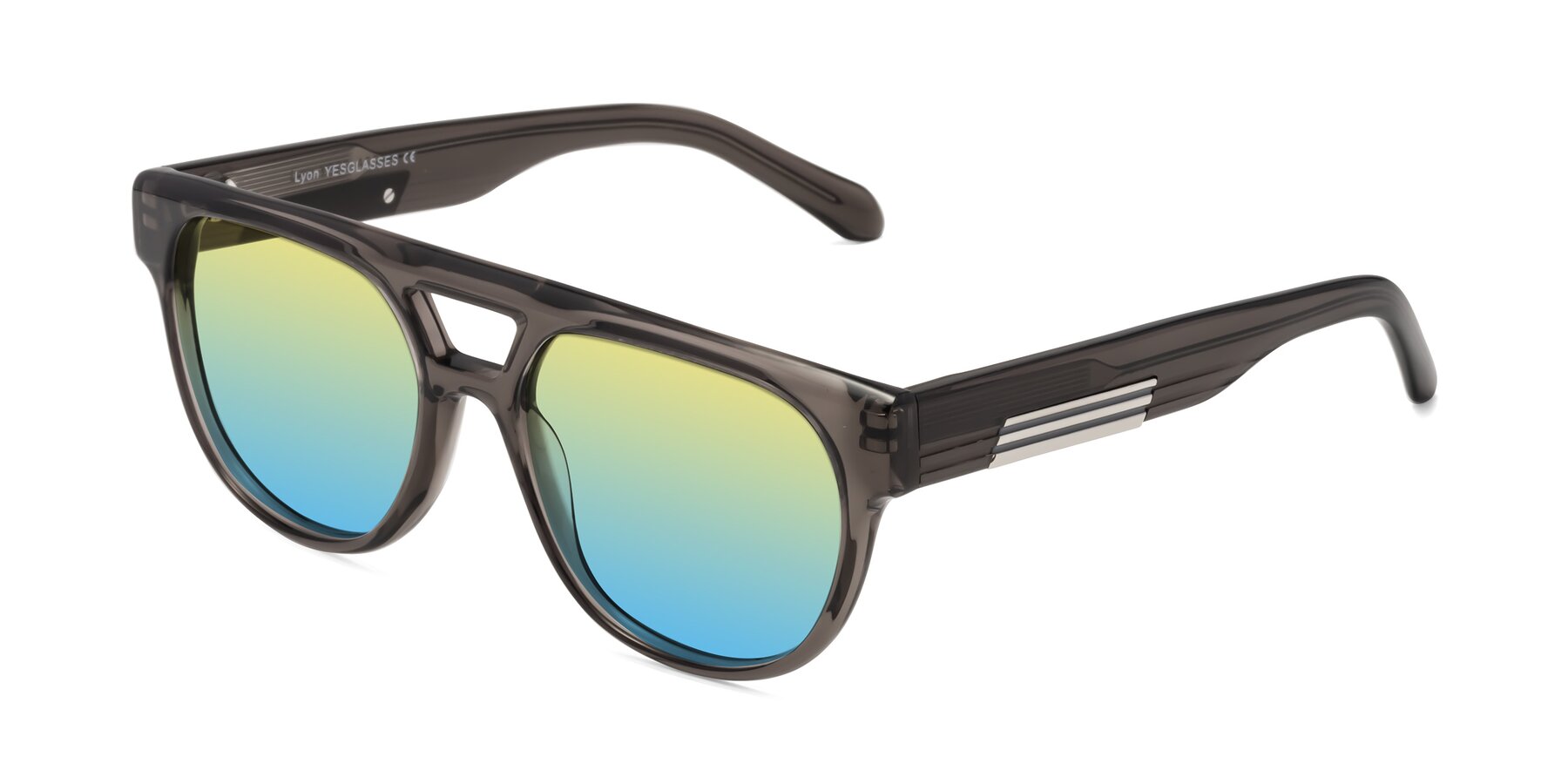 Angle of Lyon in Charcoal Gray with Yellow / Blue Gradient Lenses