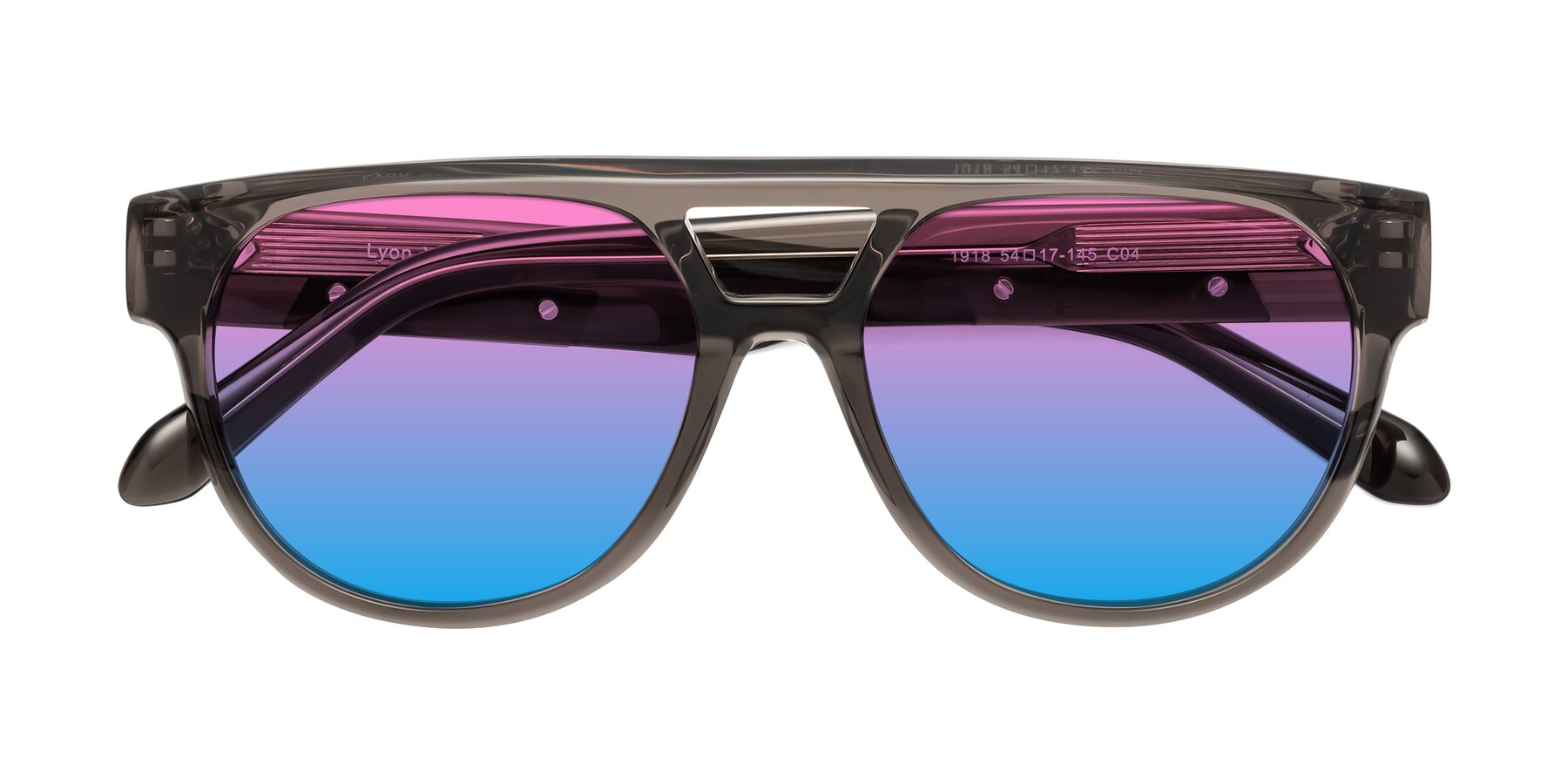 Folded Front of Lyon in Charcoal Gray with Pink / Blue Gradient Lenses