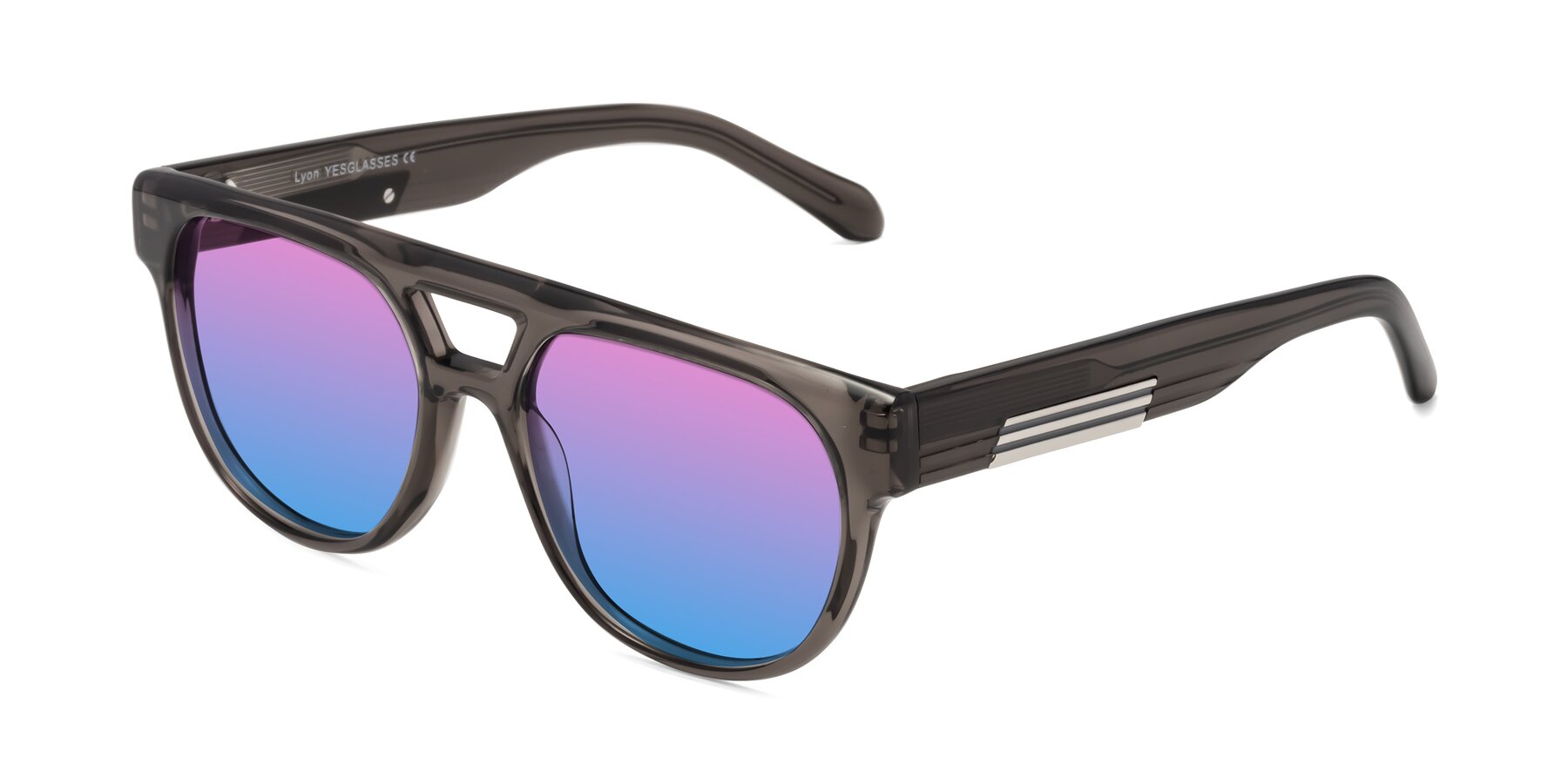 Angle of Lyon in Charcoal Gray with Pink / Blue Gradient Lenses