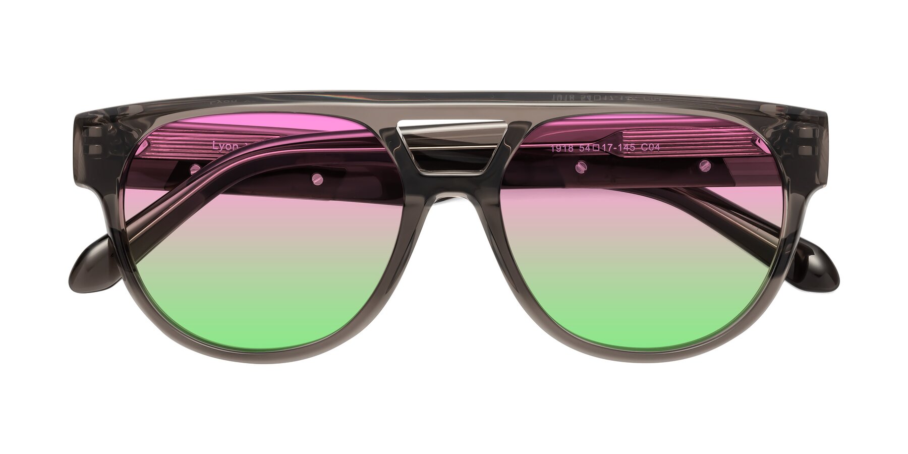 Folded Front of Lyon in Charcoal Gray with Pink / Green Gradient Lenses