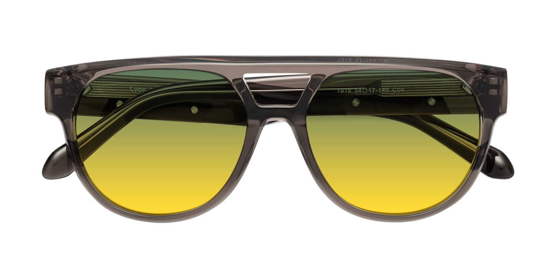 Folded Front of Lyon in Charcoal Gray with Green / Yellow Gradient Lenses