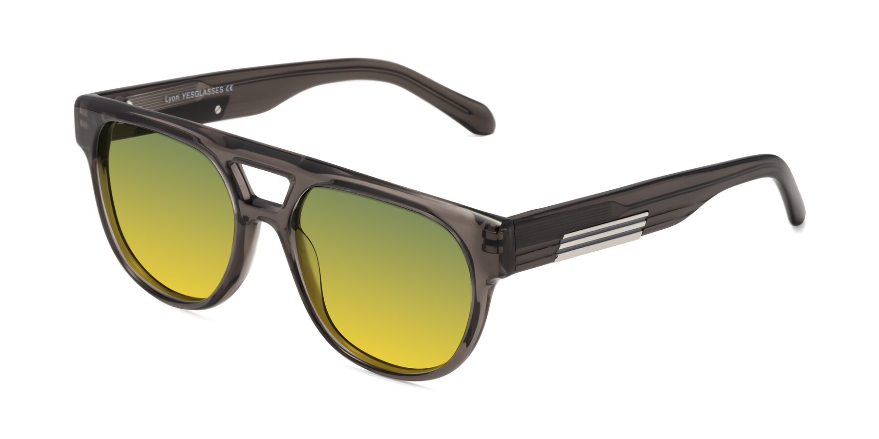 Angle of Lyon in Charcoal Gray with Green / Yellow Gradient Lenses