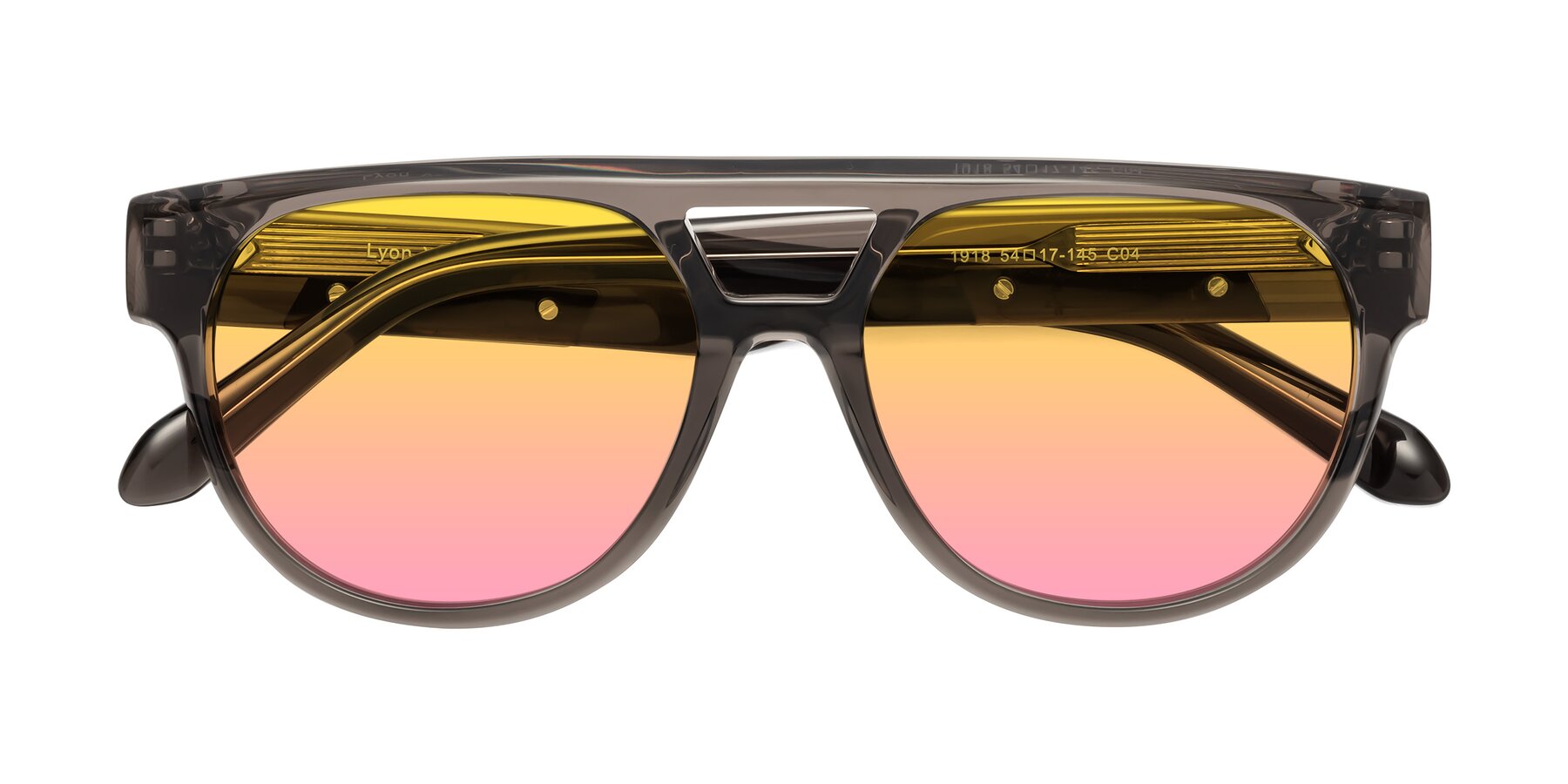 Folded Front of Lyon in Charcoal Gray with Yellow / Pink Gradient Lenses