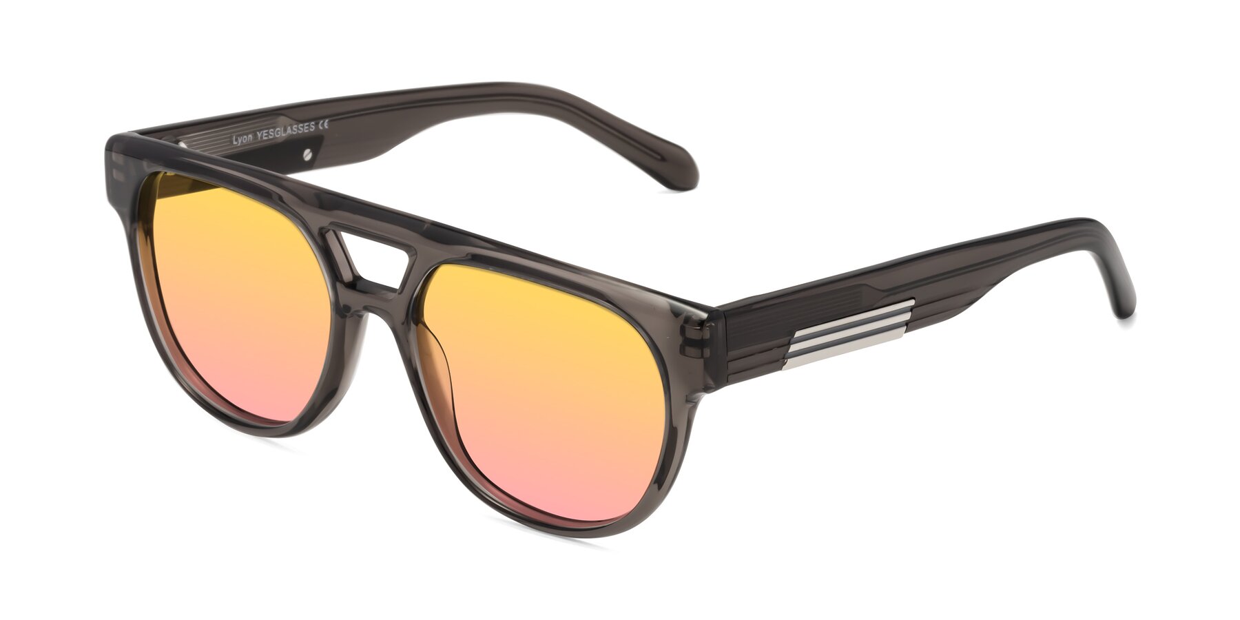 Angle of Lyon in Charcoal Gray with Yellow / Pink Gradient Lenses