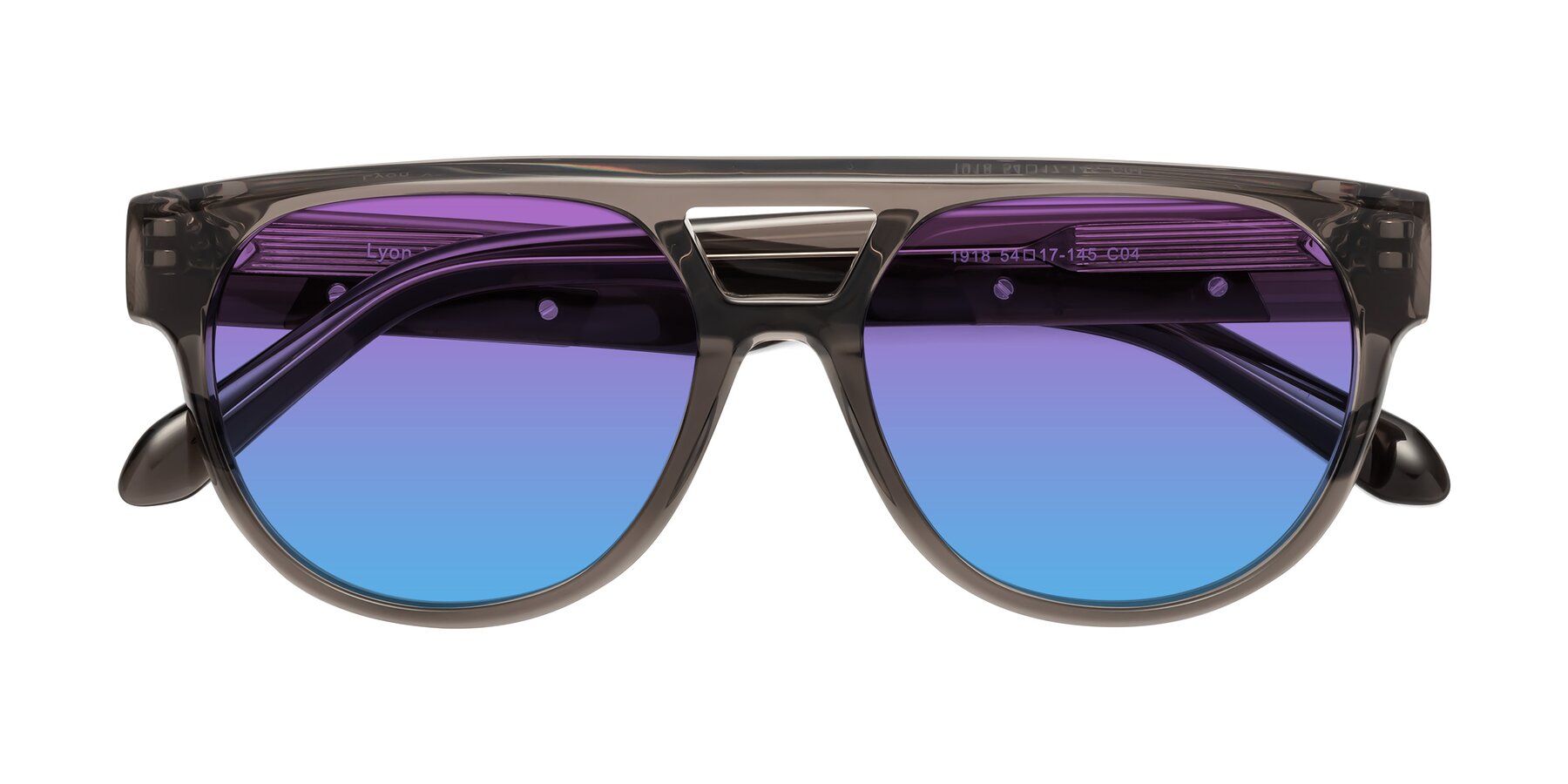 Folded Front of Lyon in Charcoal Gray with Purple / Blue Gradient Lenses