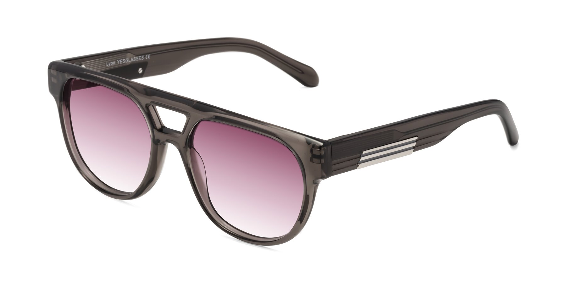 Angle of Lyon in Charcoal Gray with Wine Gradient Lenses