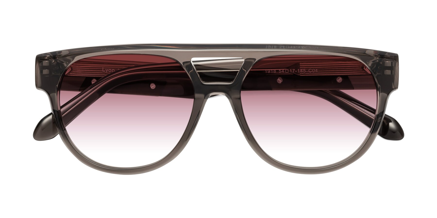 Folded Front of Lyon in Charcoal Gray with Garnet Gradient Lenses