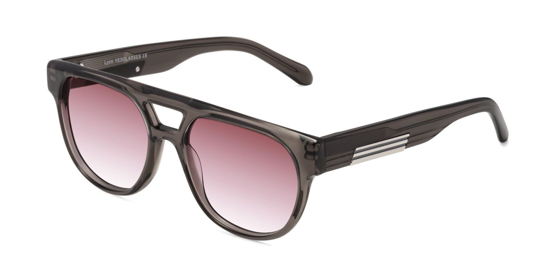 Angle of Lyon in Charcoal Gray with Garnet Gradient Lenses