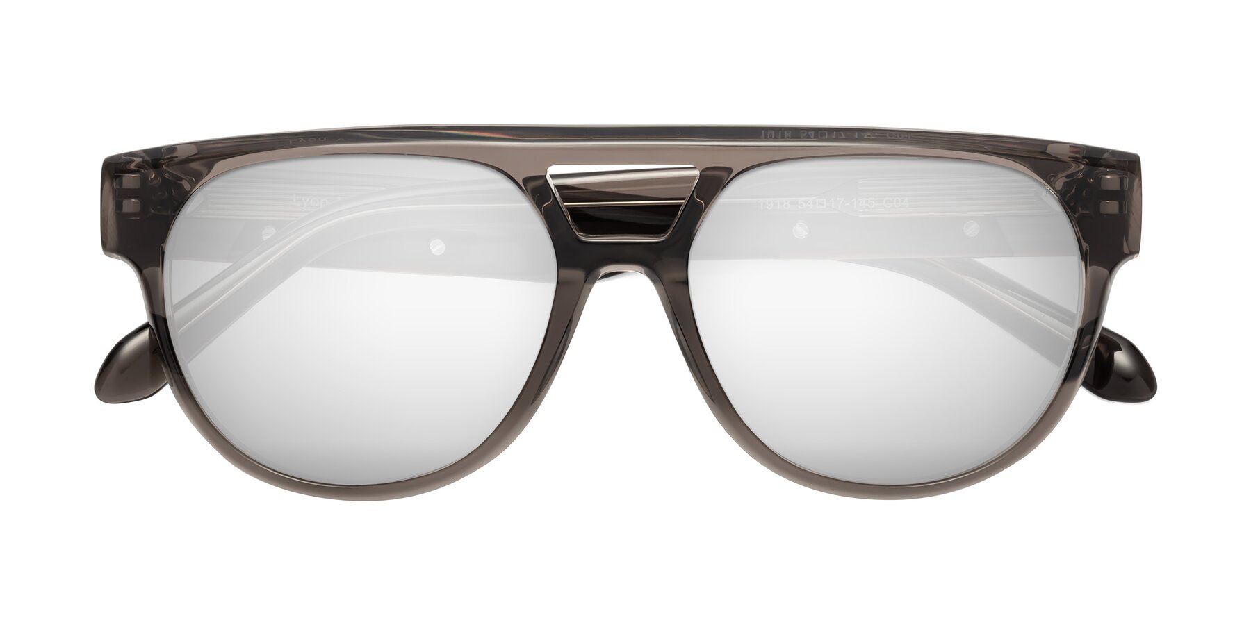 Folded Front of Lyon in Charcoal Gray with Silver Mirrored Lenses