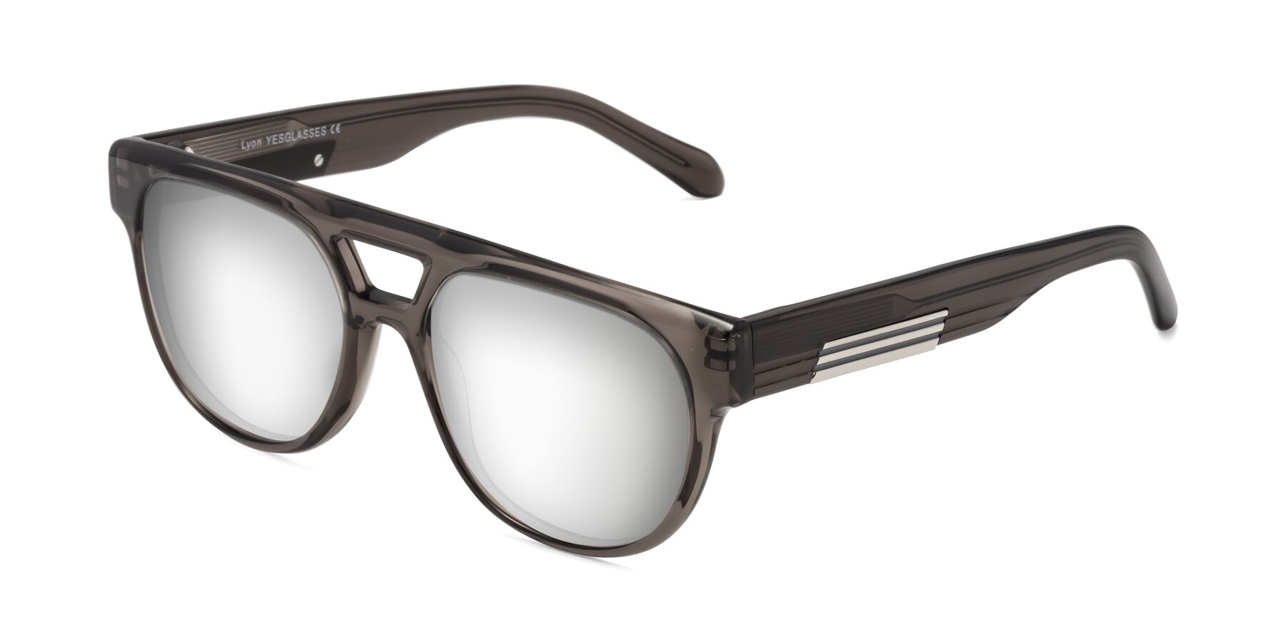 Angle of Lyon in Charcoal Gray with Silver Mirrored Lenses