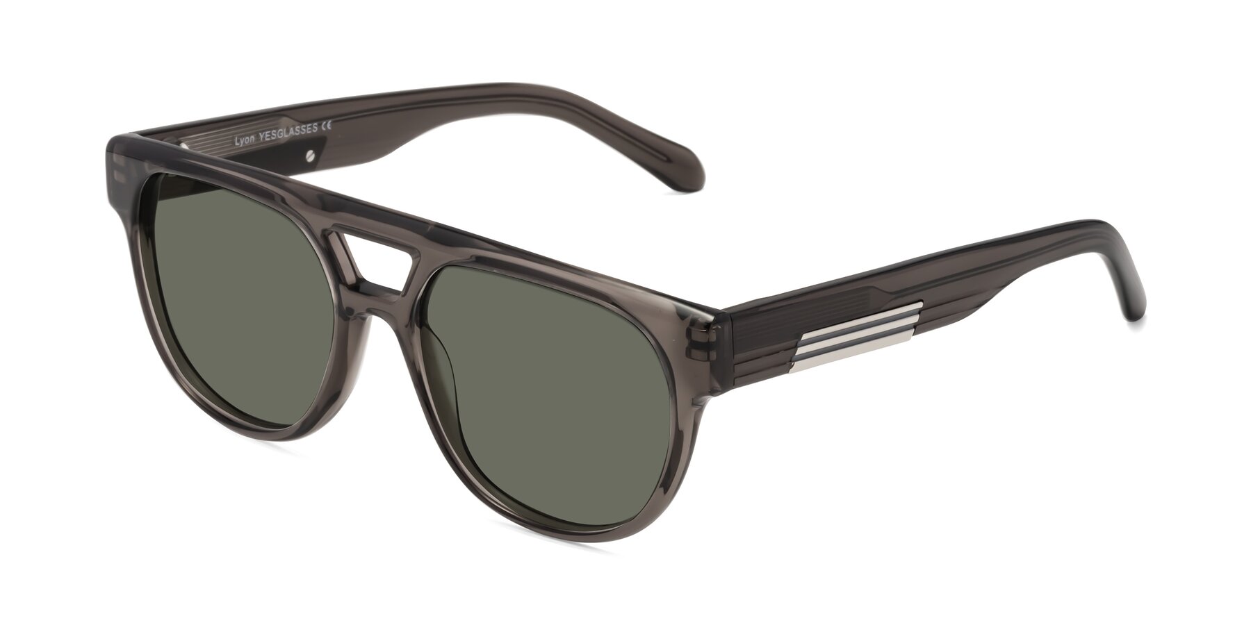 Angle of Lyon in Charcoal Gray with Gray Polarized Lenses