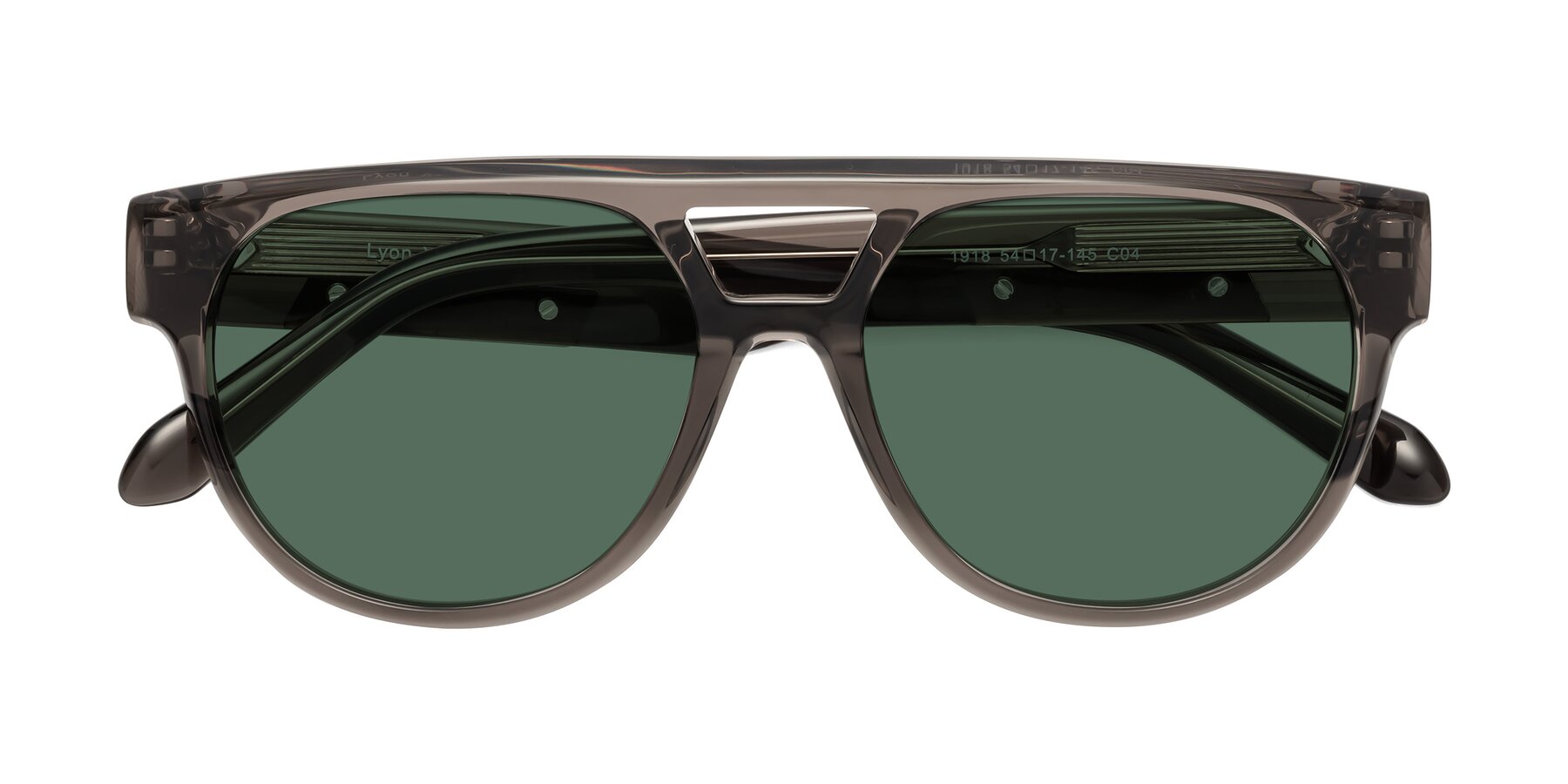 Folded Front of Lyon in Charcoal Gray with Green Polarized Lenses