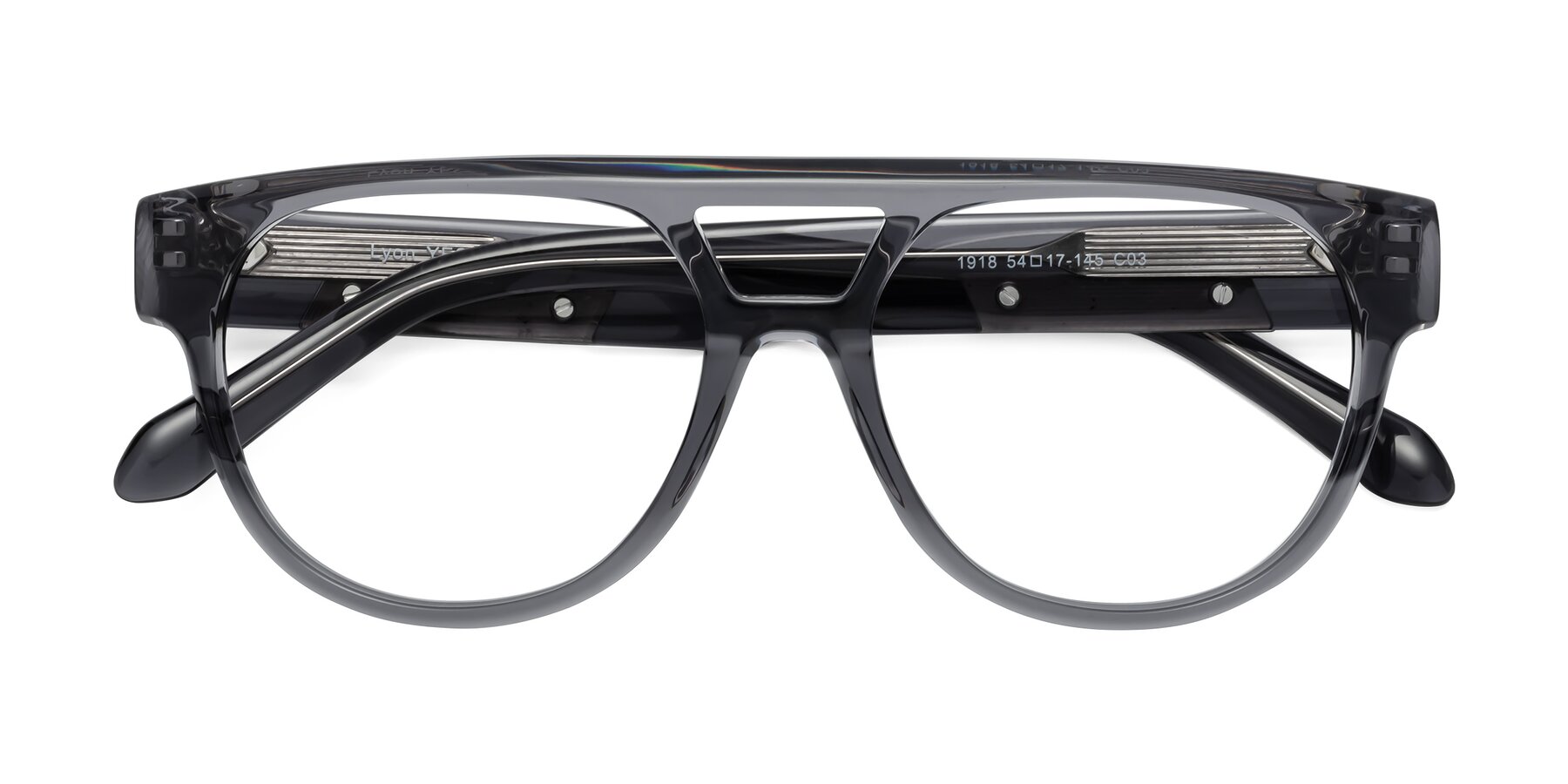 Folded Front of Lyon in Dim Gray with Clear Blue Light Blocking Lenses
