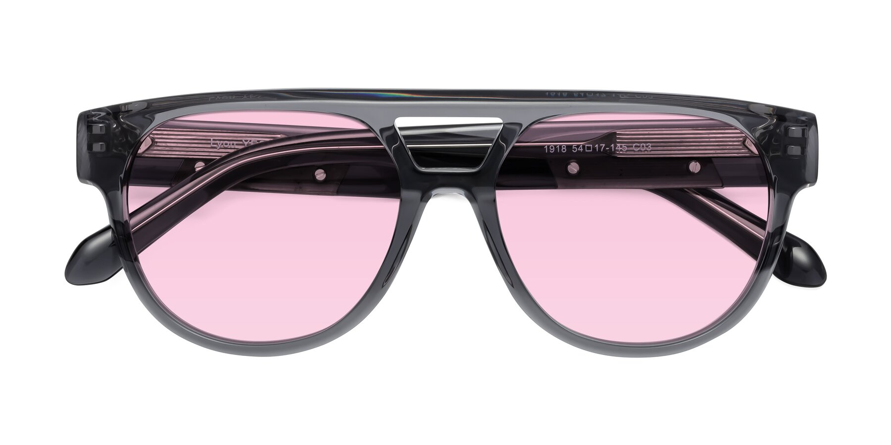 Folded Front of Lyon in Dim Gray with Light Pink Tinted Lenses