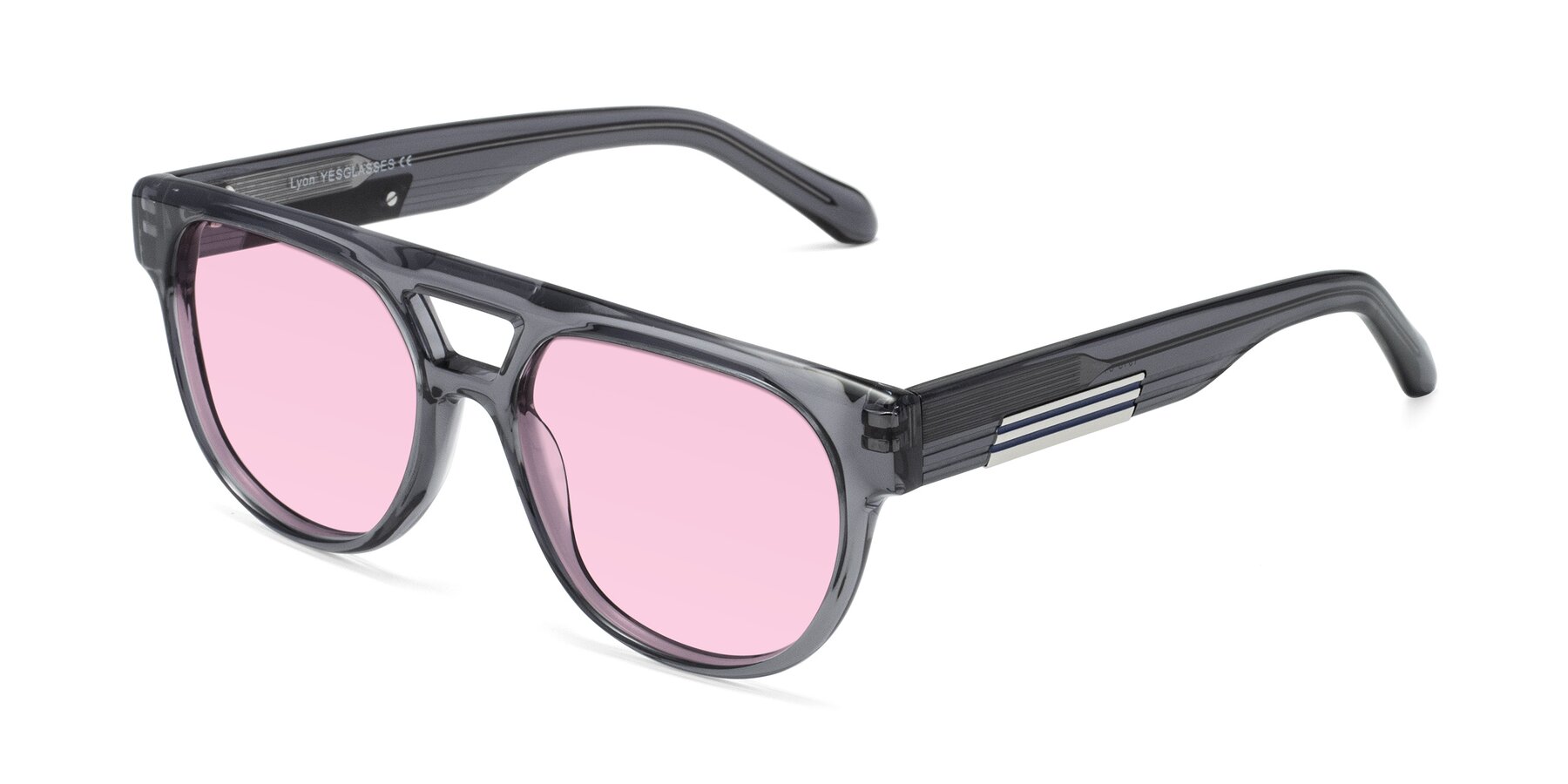 Angle of Lyon in Dim Gray with Light Pink Tinted Lenses