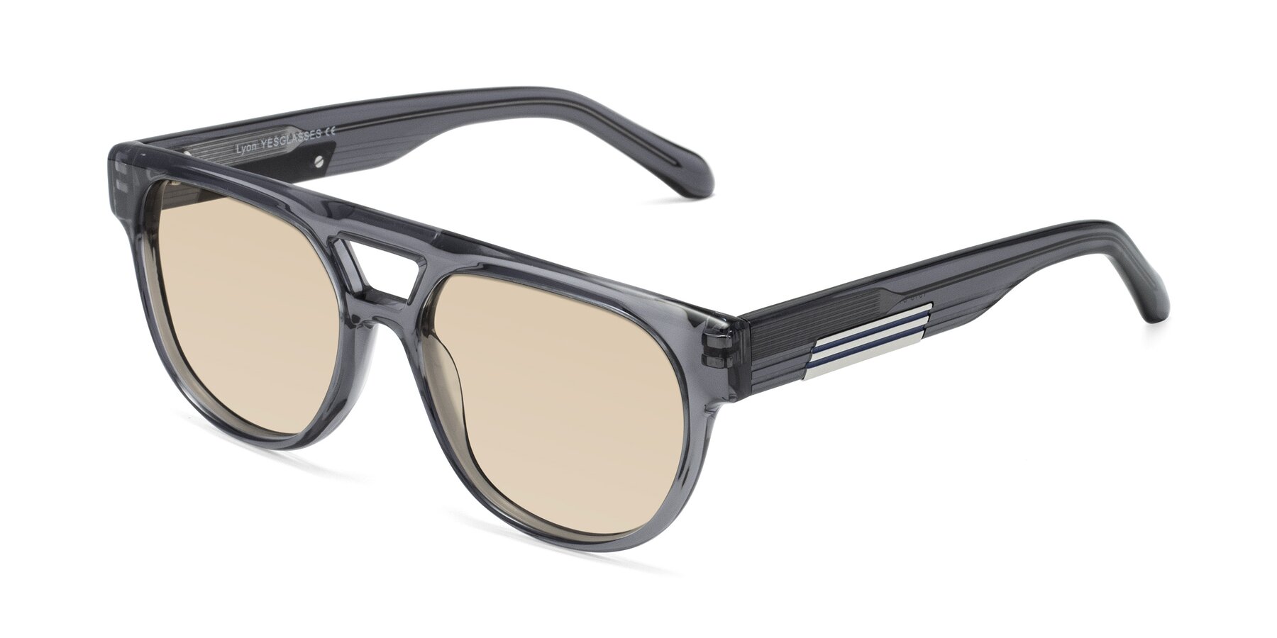 Angle of Lyon in Dim Gray with Light Brown Tinted Lenses