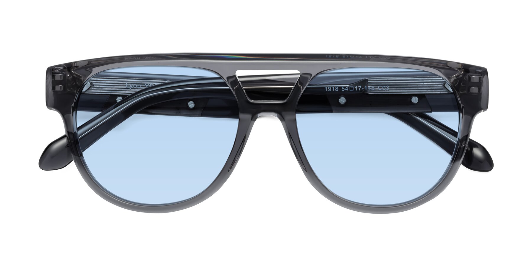 Folded Front of Lyon in Dim Gray with Light Blue Tinted Lenses