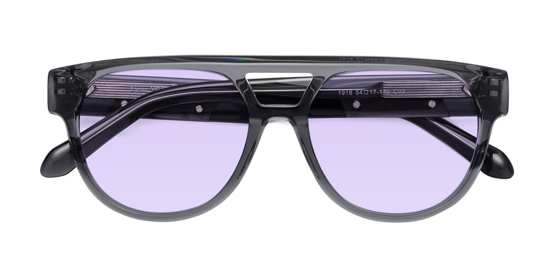 Folded Front of Lyon in Dim Gray with Light Purple Tinted Lenses