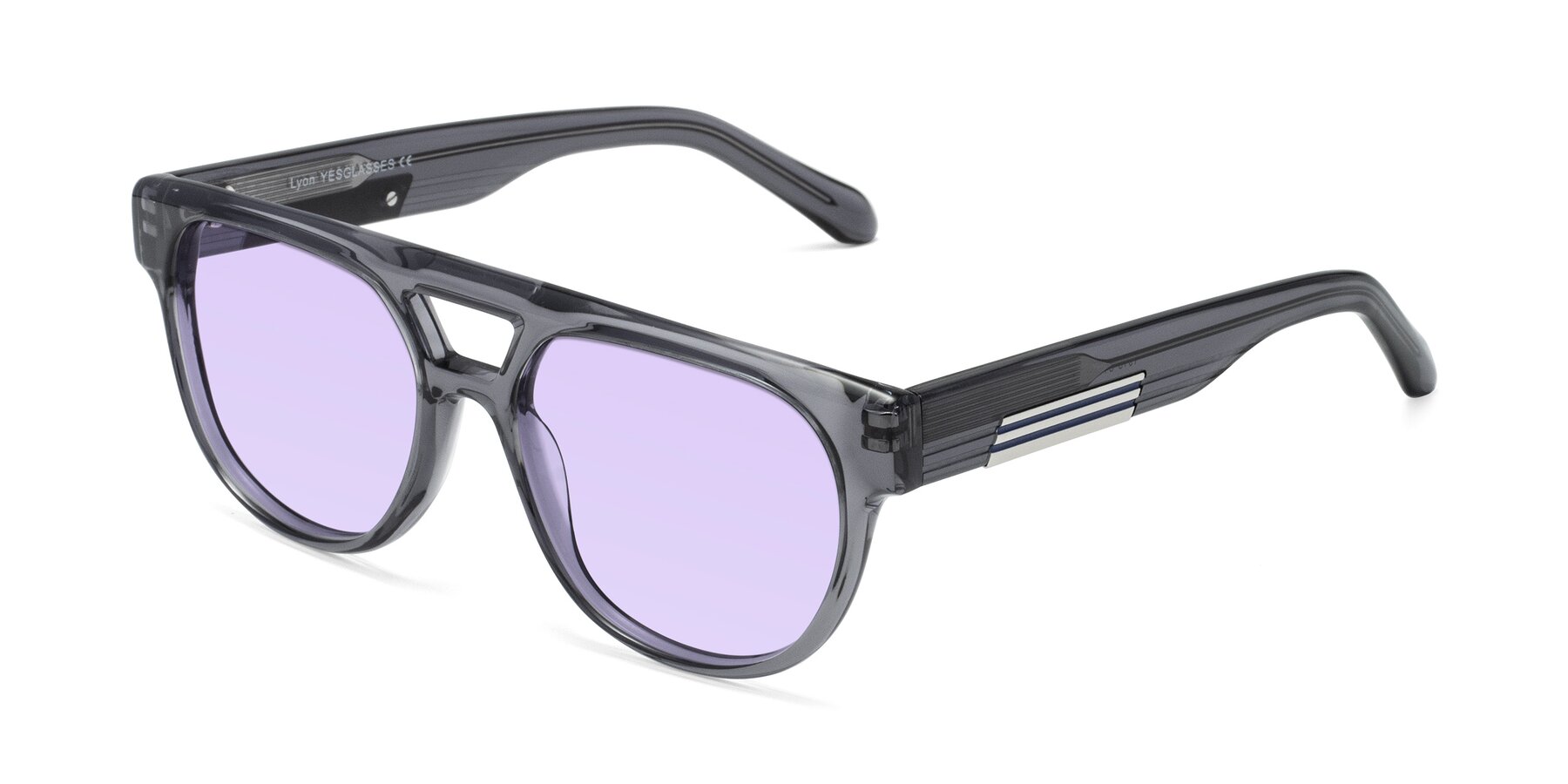 Angle of Lyon in Dim Gray with Light Purple Tinted Lenses