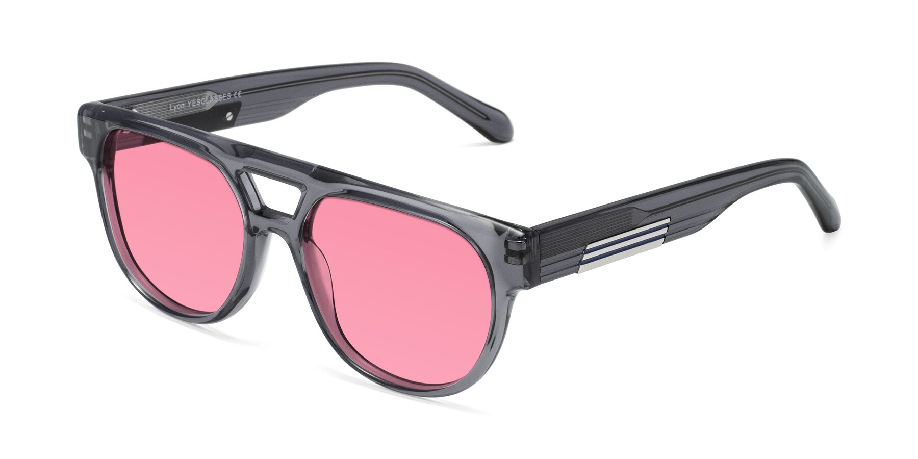 Angle of Lyon in Dim Gray with Pink Tinted Lenses