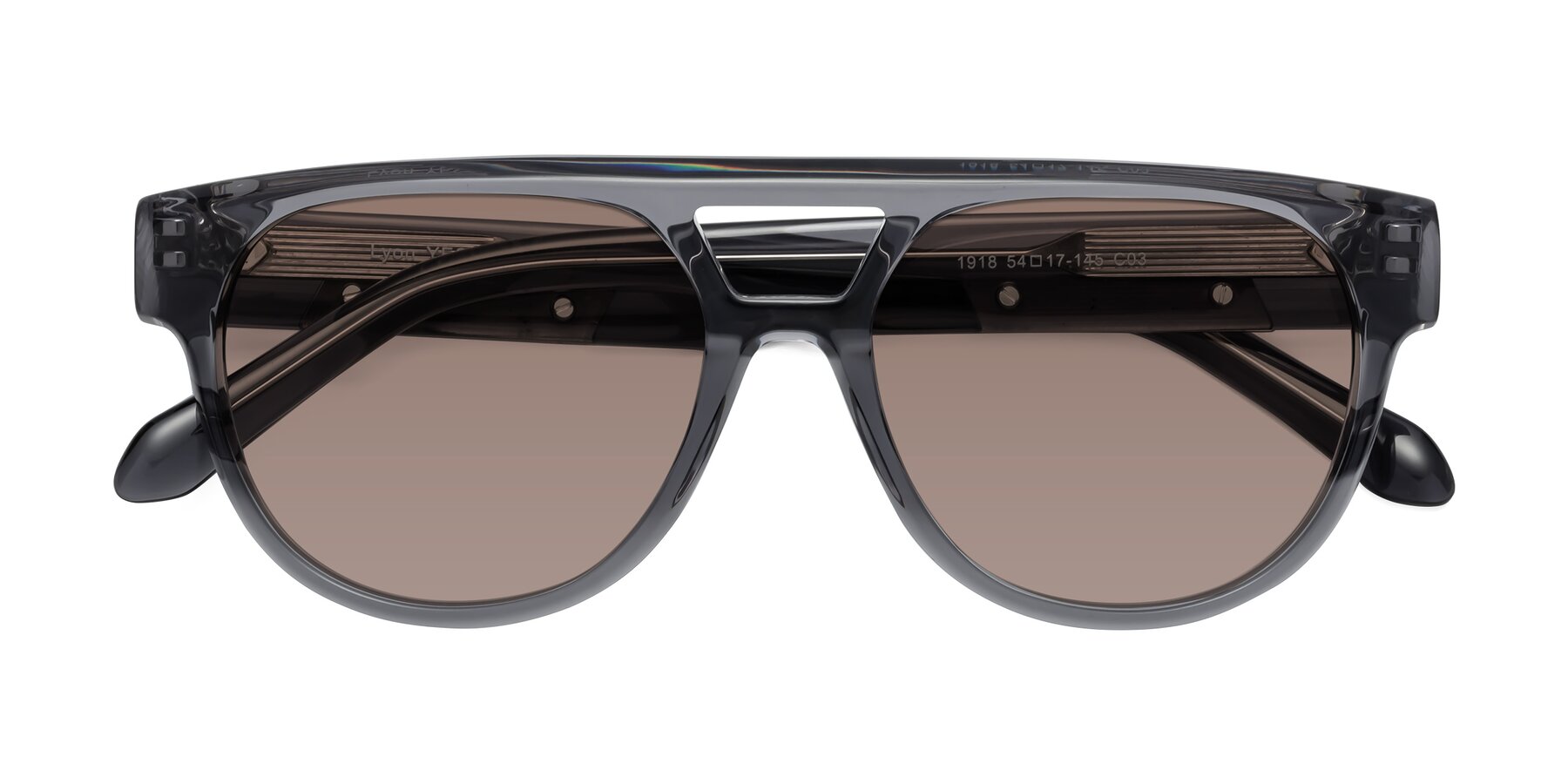 Folded Front of Lyon in Dim Gray with Medium Brown Tinted Lenses