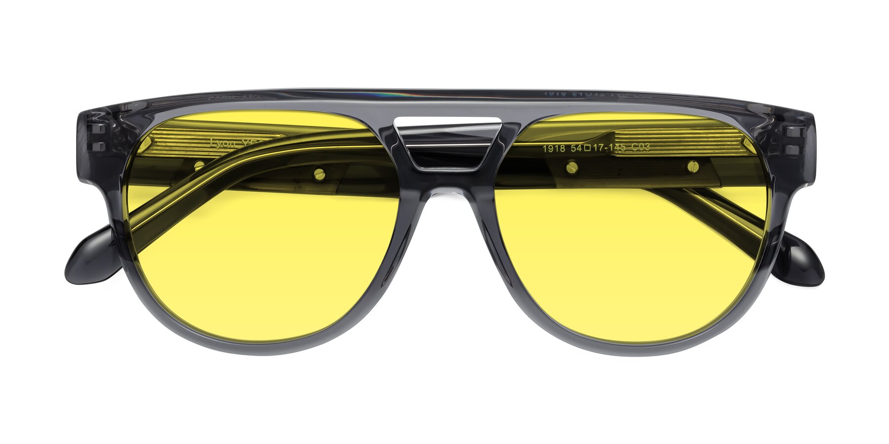 Folded Front of Lyon in Dim Gray with Medium Yellow Tinted Lenses