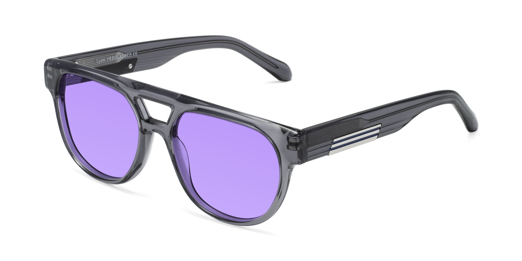 Angle of Lyon in Dim Gray with Medium Purple Tinted Lenses