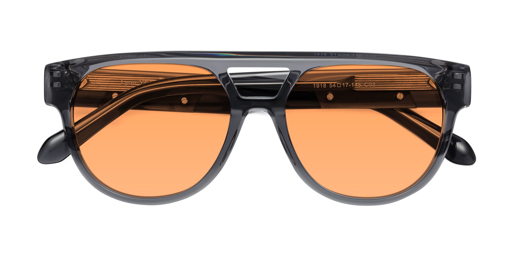 Folded Front of Lyon in Dim Gray with Medium Orange Tinted Lenses