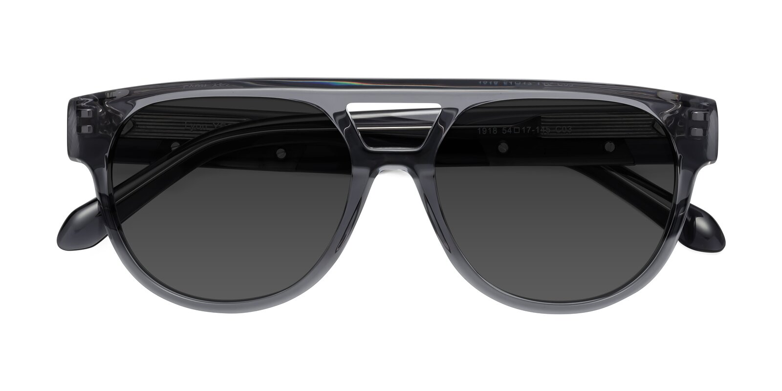 Dim Spectacles Dim Gray Double Bridge Grandpa Acetate Tinted Sunglasses with Gray ...