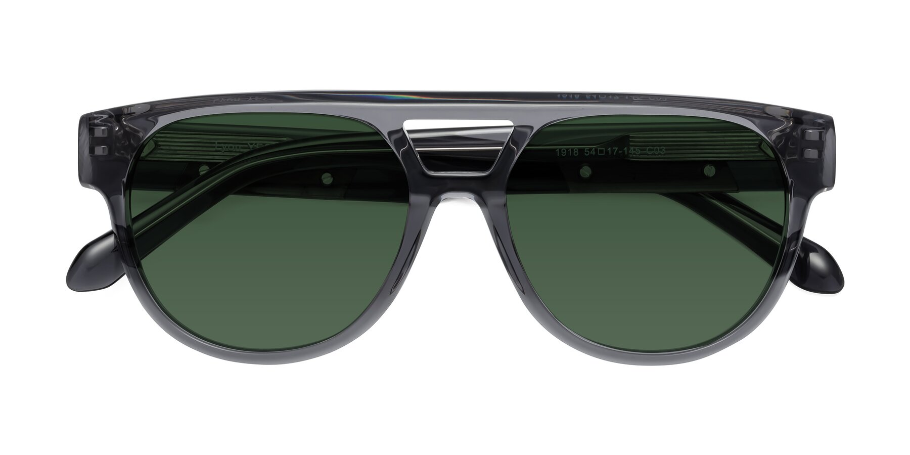 Folded Front of Lyon in Dim Gray with Green Tinted Lenses