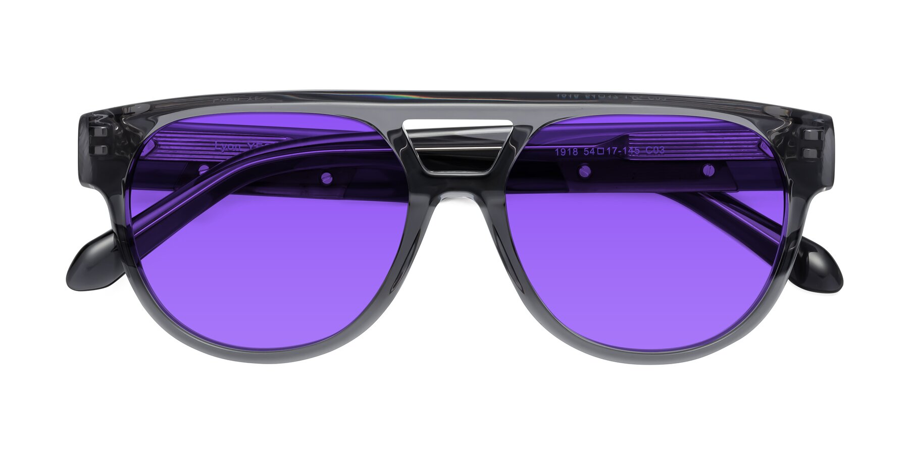 Folded Front of Lyon in Dim Gray with Purple Tinted Lenses