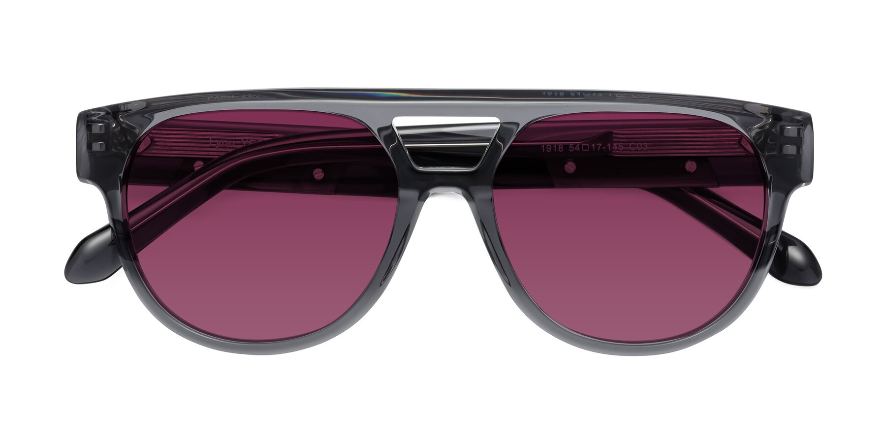 Folded Front of Lyon in Dim Gray with Wine Tinted Lenses