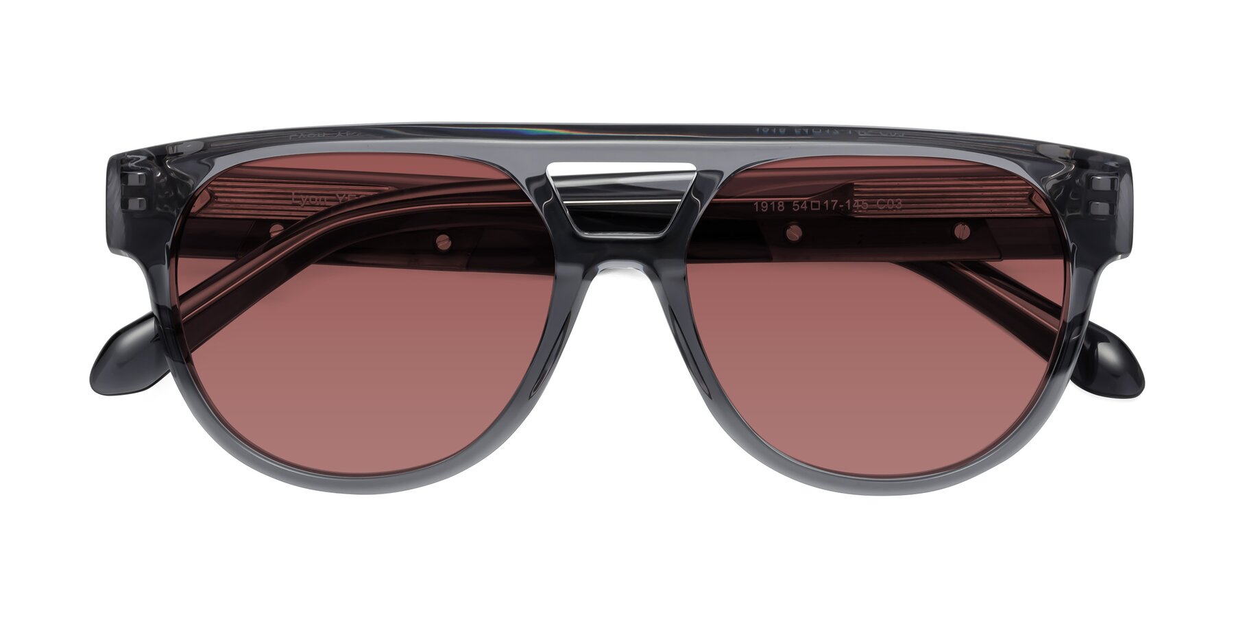 Folded Front of Lyon in Dim Gray with Garnet Tinted Lenses