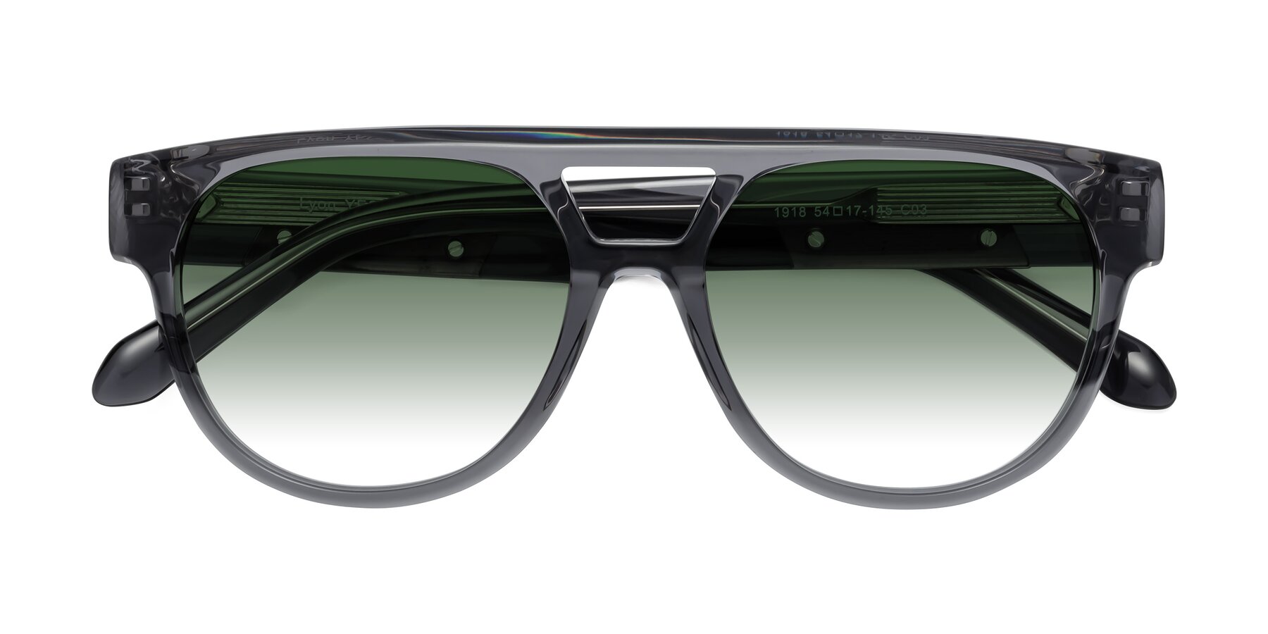 Folded Front of Lyon in Dim Gray with Green Gradient Lenses