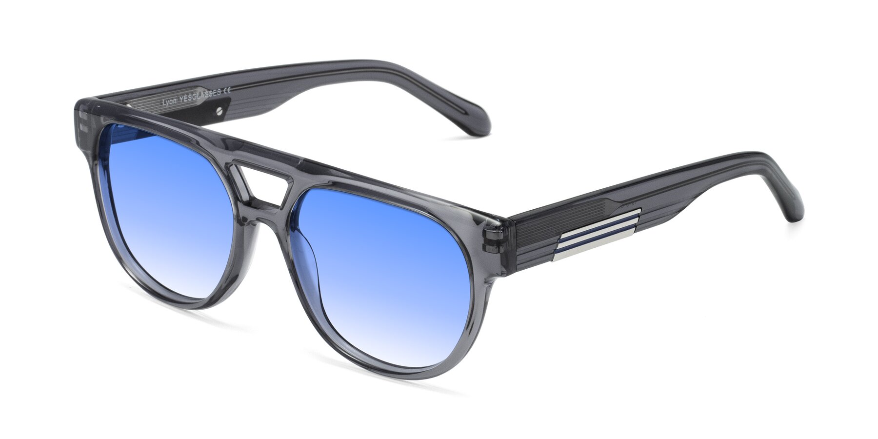 Angle of Lyon in Dim Gray with Blue Gradient Lenses